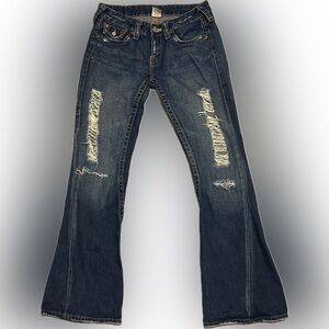 True Religion Vintage 503 Low Rise Twisted Hem Flare Jeans | Size 29